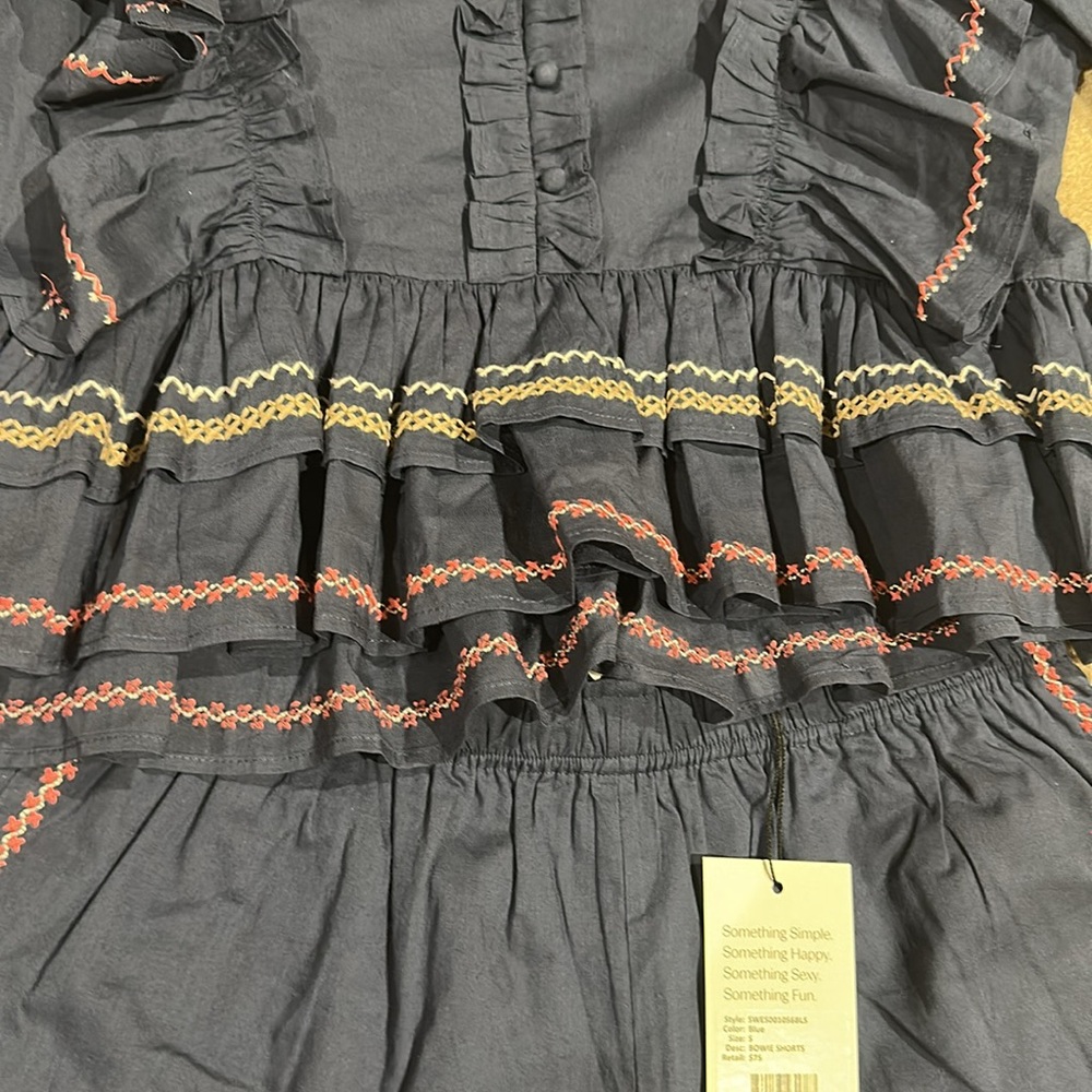 Navy Ruffled Top and Shorts Set - Picture 6 of 11